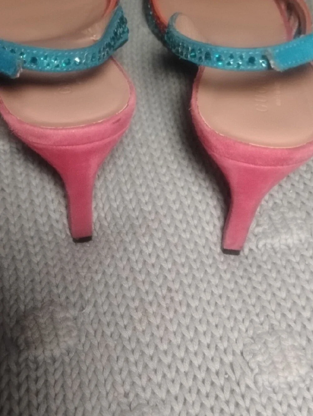 Gucci Pink, Blue & Orange Jeweled Slingback Sandals Heels Sz 7
